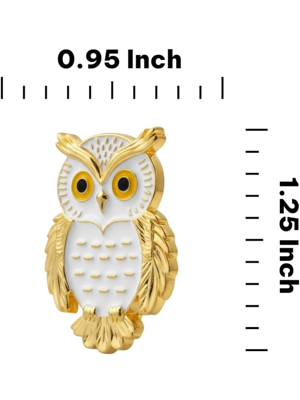 Gold and White Enamel Owl Brooch